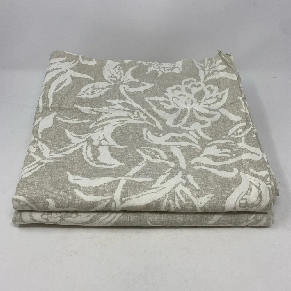 Nautica Floral Print Curtains 2 Panels 96 x 52 Rod Pocket 100% Cotton Coastal